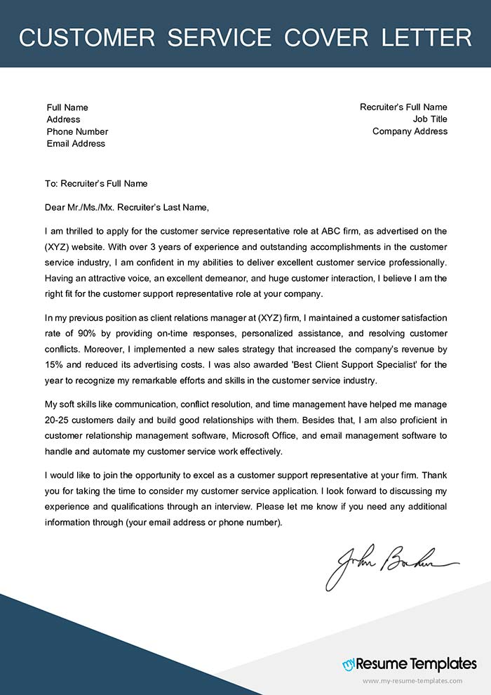 What is a Cover Letter for a Customer Service Expert?